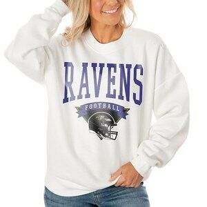 Baltimore Ravens White Pullover Sweatshirt Stylish NFL Game Day Crewneck Fan 79